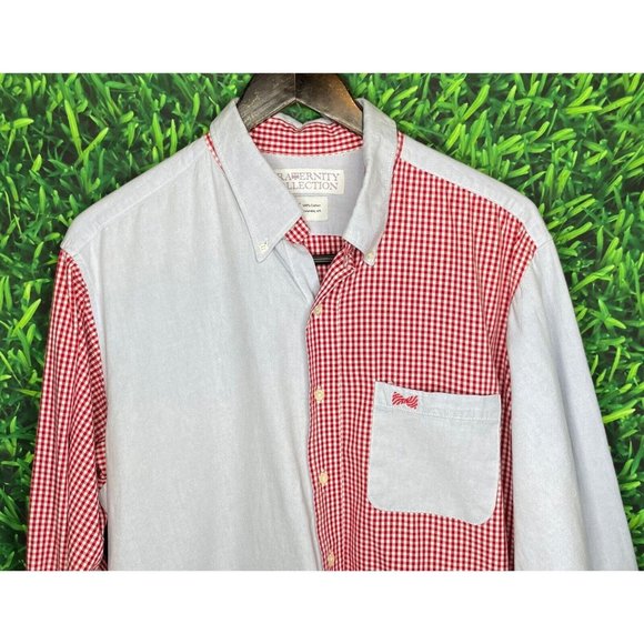 The Frat Collection Blue Red Gingham Plaid Button Front Long Sleeve Men XL Shirt - Picture 1 of 4